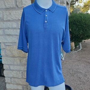 Vintage Tommy Bahama Blue Textured Silk Cotton Knit Golf Polo Shirt XL